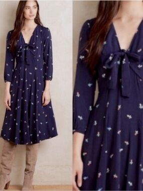 ANTHROPOLOGIE 11-1 Tylho “Acadia Tie Neck Dress